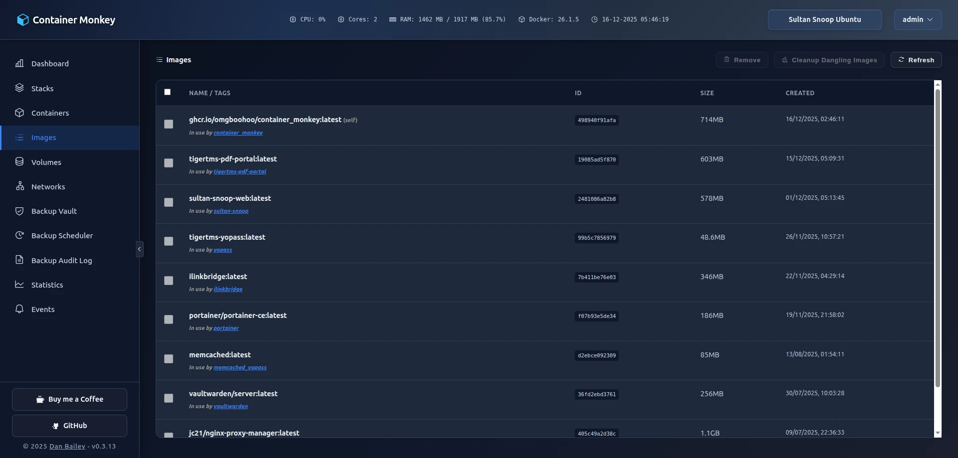 Container Monkey Docker images management interface